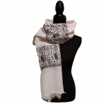 Kashmiri White Handcrafted Cashmere Blend Scarf