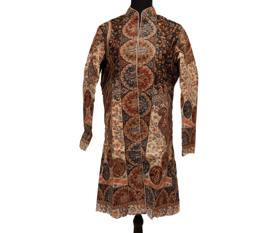 Kashmiri Brown Rust Kani Woolen Jacket | Panache Point